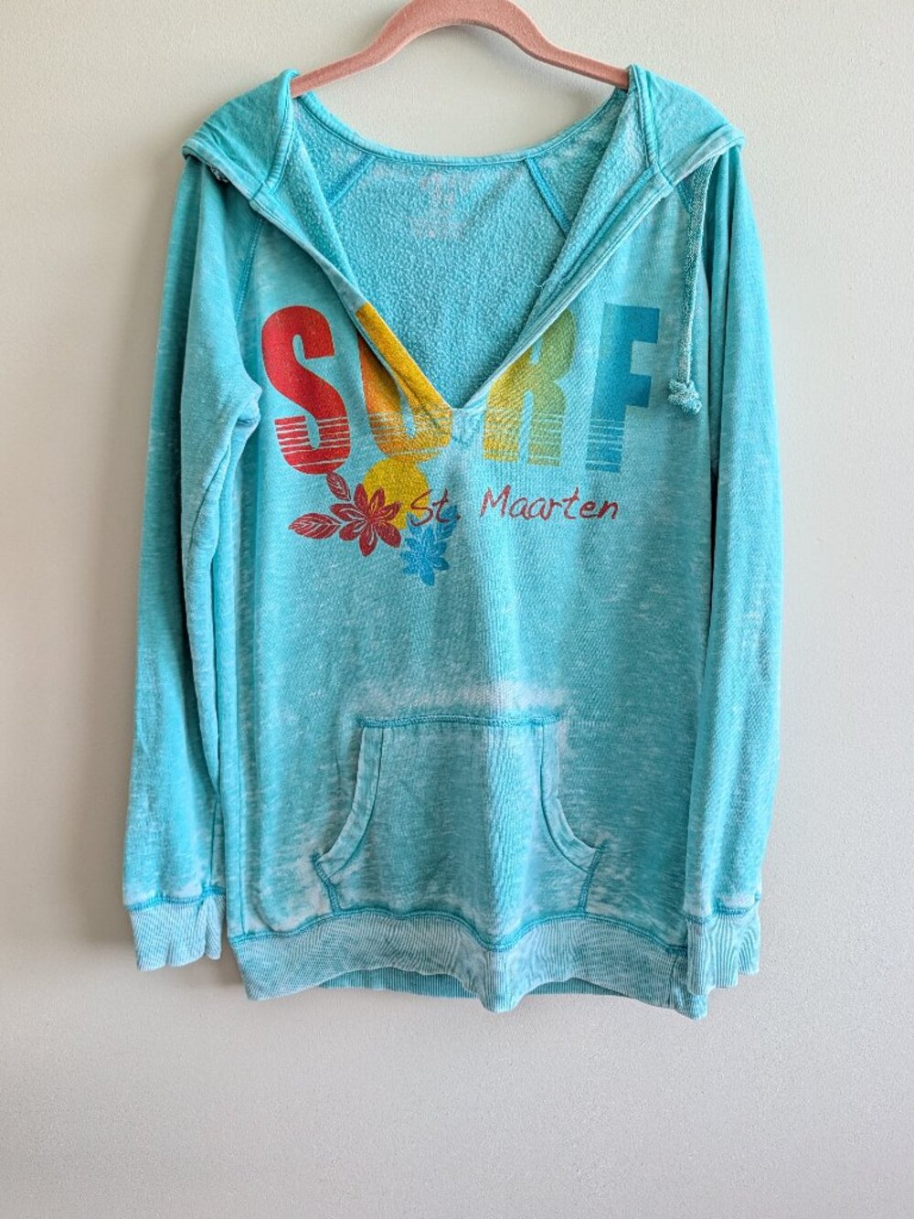 Blue 84 V Neck Hoodie Sweatshirt St. Maarten Surf Size Large